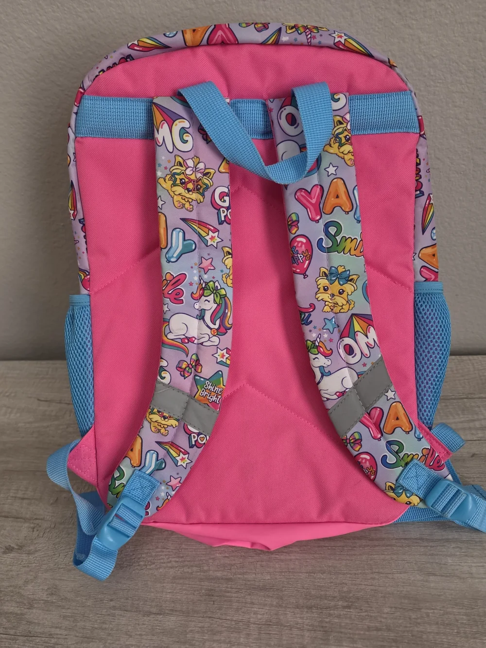 Kids' Pink Heart Backpack with Holographic Front Pocket